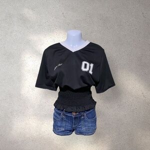 NWT Misguided Black & white jersey Ruffled Hem Top